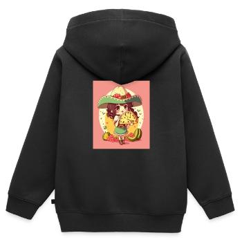 Anime Girl Wearing Sombrero Anime Girl Wearing - Kids Premium Organic Zip-up Hoodie - black - Back - AI Model Kid Male (0cm)