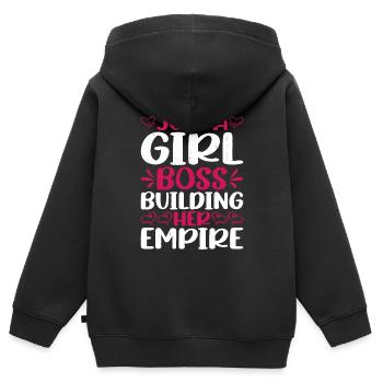 Juste une fille patronne construisant son empire 4 - Sweat Premium à capuche zippé enfant bio - noir - Dos - AI Model Kid Male (0cm)