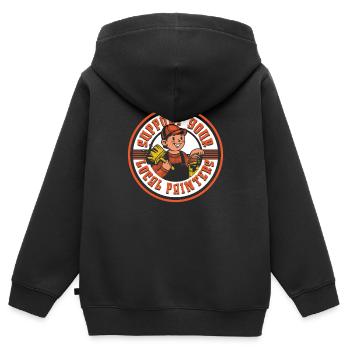 Peintre Vernisseur local - Sweat Premium à capuche zippé enfant bio - noir - Dos - AI Model Kid Male (0cm)