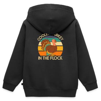 Coolest Turkey In The Flock Retro Thanksgiving - Kinder Premium Organic Zip Hoodie - Schwarz - Hinten - AI Model Kid Male (0cm)
