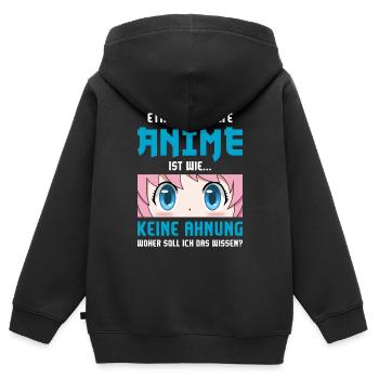Anime Serie Animes Ein Tag Ohne Anime - Kinder Premium Organic Zip Hoodie - Schwarz - Hinten - AI Model Kid Male (0cm)