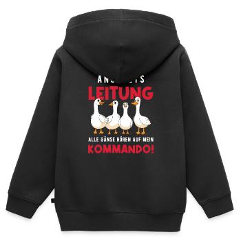 Anstaltsleitung Alle Gänse Hören Auf Mein Kommando - Kinder Premium Organic Zip Hoodie - Schwarz - Hinten - AI Model Kid Male (0cm)
