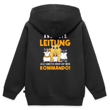 Anstaltsleitung Alle Hamster Hören Auf Mein Befehl - Kinder Premium Organic Zip Hoodie - Schwarz - Hinten - AI Model Kid Male (0cm)