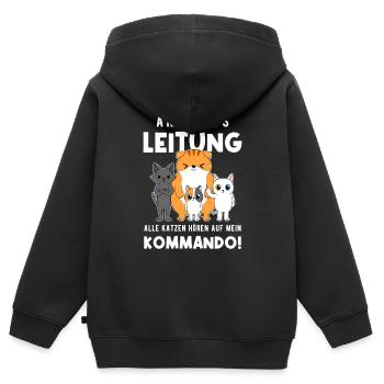 Anstaltsleitung Alle Katzen Hören Auf Mein Befehl - Kinder Premium Organic Zip Hoodie - Schwarz - Hinten - AI Model Kid Male (0cm)