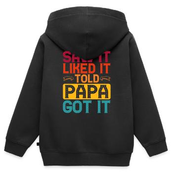 Saw It Liked It Told Papa Got It 5 - Kinder Premium Organic Zip Hoodie - Schwarz - Hinten - AI Model Kid Male (0cm)