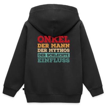 Onkel Der Mann Der Mythos Der Schlechte Einfluss - Kinder Premium Organic Zip Hoodie - Schwarz - Hinten - AI Model Kid Male (0cm)