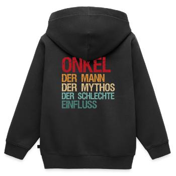 Onkel Der Mann Der Mythos Der Schlechte Einfluss - Kinder Premium Organic Zip Hoodie - Schwarz - Hinten - AI Model Kid Male (0cm)