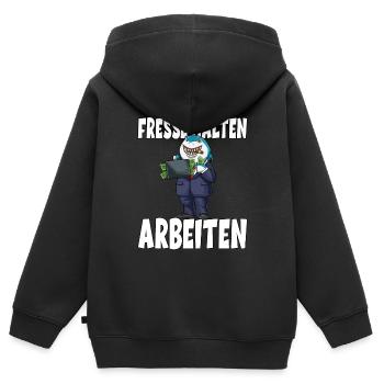 Arbeiten Hai Chef Kapitalismus - Kinder Premium Organic Zip Hoodie - Schwarz - Hinten - AI Model Kid Male (0cm)
