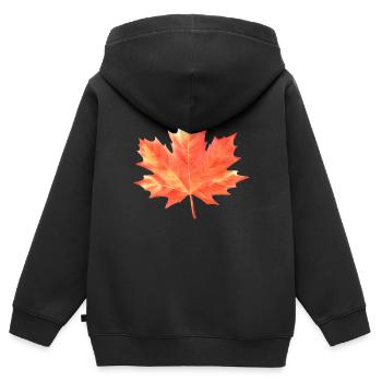 Ahornblatt bunt Herbst Farben Ahorn Baum Wald Warm - Kinder Premium Organic Zip Hoodie - Schwarz - Hinten - AI Model Kid Male (0cm)