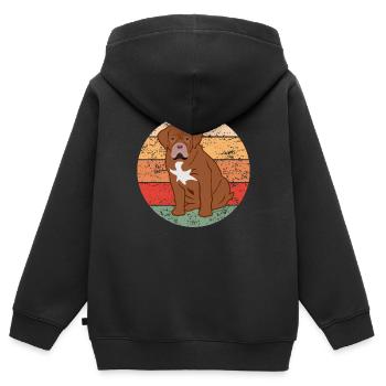 Bordeaux Grand Dague Chien Dog Lovers Cadeau Rétro - Sweat Premium à capuche zippé enfant bio - noir - Dos - AI Model Kid Male (0cm)