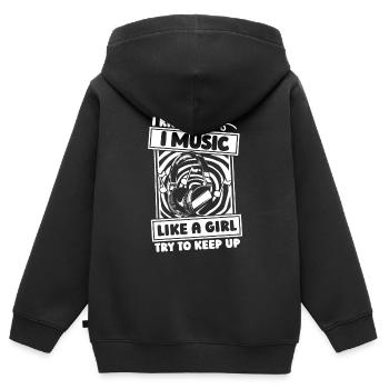 Ingénieur du son Ingénieur du son Fille - Sweat Premium à capuche zippé enfant bio - noir - Dos - AI Model Kid Male (0cm)