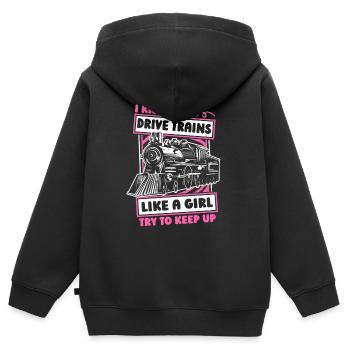 Train driver girl train driver - Kids Premium Organic Zip-up Hoodie - black - Back - AI Model Kid Male (0cm)