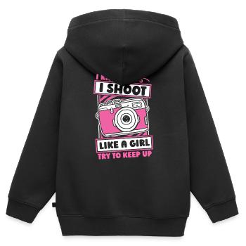 Kameramann Mädchen - Kinder Premium Organic Zip Hoodie - Schwarz - Hinten - AI Model Kid Male (0cm)