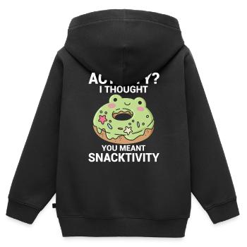 Activité Je pensais que vous vouliez dire grignotation - Sweat Premium à capuche zippé enfant bio - noir - Dos - AI Model Kid Male (0cm)
