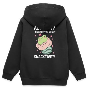 Activité Je pensais que vous vouliez dire grignotation - Sweat Premium à capuche zippé enfant bio - noir - Dos - AI Model Kid Male (0cm)