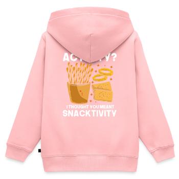 Activité Je pensais que vous vouliez dire grignotation - Sweat Premium à capuche zippé enfant bio - rose - Dos - AI Model Kid Female (0cm)