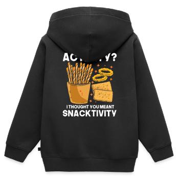 Activité Je pensais que vous vouliez dire grignotation - Sweat Premium à capuche zippé enfant bio - noir - Dos - AI Model Kid Male (0cm)