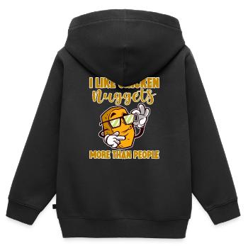 J’aime les pépites de poulet plus que les gens 4 - Sweat Premium à capuche zippé enfant bio - noir - Dos - AI Model Kid Male (0cm)