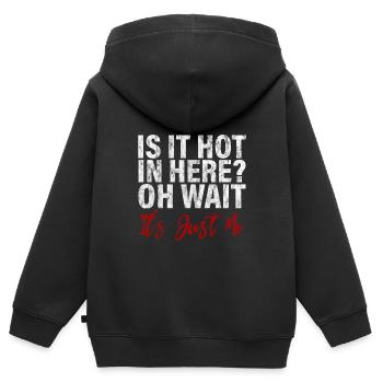 Est-ce qu’il fait chaud ici, oh attendez, c’est juste moi 3 - Sweat Premium à capuche zippé enfant bio - noir - Dos - AI Model Kid Male (0cm)