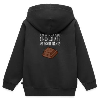 Chocolate Lover Tablettes de chocolat au lait - Sweat Premium à capuche zippé enfant bio - noir - Dos - AI Model Kid Male (0cm)