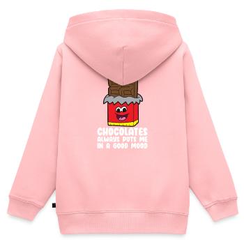 Schokoladenliebhaber Schoko-Milch-Schokoriegel - Kinder Premium Organic Zip Hoodie - Rosa - Hinten - AI Model Kid Female (0cm)