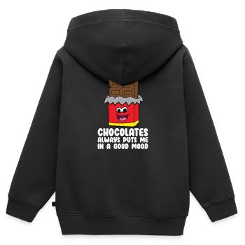 Chocolate Lover Tablettes de chocolat au lait - Sweat Premium à capuche zippé enfant bio - noir - Dos - AI Model Kid Male (0cm)