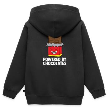 Chocolate Lover Tablettes de chocolat au lait - Sweat Premium à capuche zippé enfant bio - noir - Dos - AI Model Kid Male (0cm)
