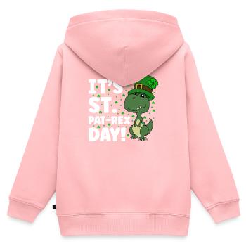 Dinosaure Saint-Patrick Dino - Sweat Premium à capuche zippé enfant bio - rose - Dos - AI Model Kid Female (0cm)