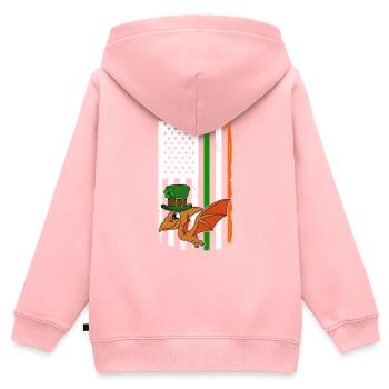 Dinosaure Saint-Patrick Dino - Sweat Premium à capuche zippé enfant bio - rose - Dos - AI Model Kid Female (0cm)