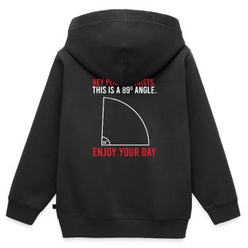 89-Winkel Lustiges Geschenk für Perfektionisten - Kinder Premium Organic Zip Hoodie - Schwarz - Hinten - AI Model Kid Male (0cm)