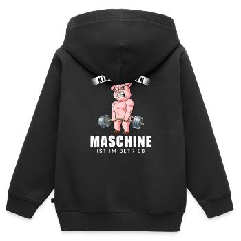 Nicht Stören Maschine In Betrieb Gym - Kinder Premium Organic Zip Hoodie - Schwarz - Hinten - AI Model Kid Male (0cm)