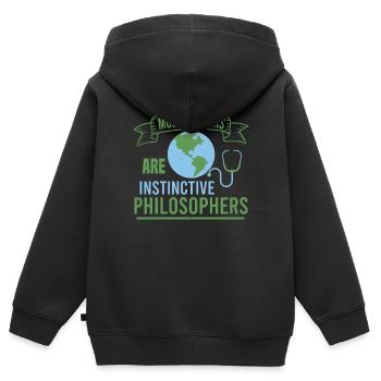 MOST MOTHERS ARE INSTINGTIVE PHILOSOPHERS - Kids Premium Organic Zip-up Hoodie - black - Back - AI Model Kid Male (0cm)