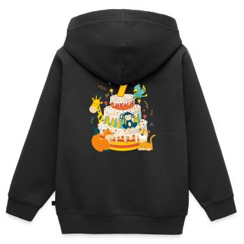 7th Birthday Cake Animals Party Gift 7 Years Old - Kinder Premium Organic Zip Hoodie - Schwarz - Hinten - AI Model Kid Male (0cm)