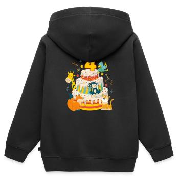 4th Birthday Cake Animals Party Gift 4 Years Old - Kinder Premium Organic Zip Hoodie - Schwarz - Hinten - AI Model Kid Male (0cm)