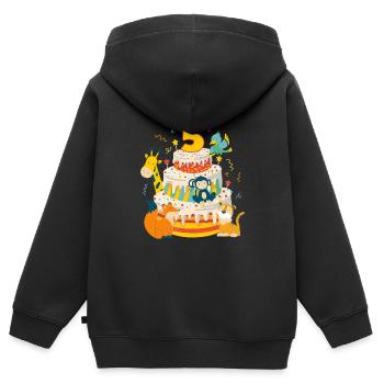 5th Birthday Cake Animals Party Gift 5 Years Old - Kinder Premium Organic Zip Hoodie - Schwarz - Hinten - AI Model Kid Male (0cm)