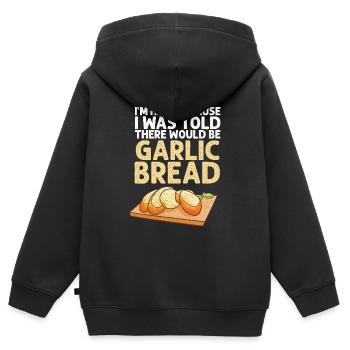 Garlic Garlic Bread Food Gift - Kids Premium Organic Zip-up Hoodie - black - Back - AI Model Kid Male (0cm)
