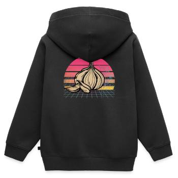 Ail Ail Pain Pain Cadeau alimentaire - Sweat Premium à capuche zippé enfant bio - noir - Dos - AI Model Kid Male (0cm)