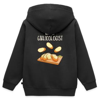 Ail Ail Pain Pain Cadeau alimentaire - Sweat Premium à capuche zippé enfant bio - noir - Dos - AI Model Kid Male (0cm)