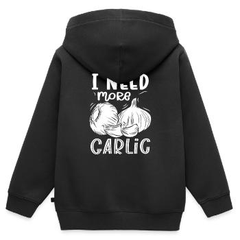 Ail Ail Pain Pain Cadeau alimentaire - Sweat Premium à capuche zippé enfant bio - noir - Dos - AI Model Kid Male (0cm)