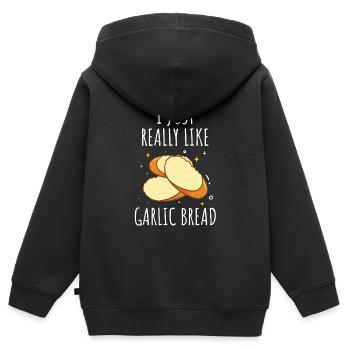 Garlic Garlic Bread Food Gift - Kids Premium Organic Zip-up Hoodie - black - Back - AI Model Kid Male (0cm)