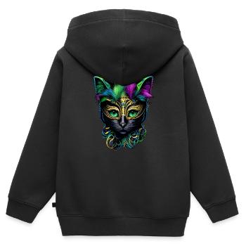 Mardi Gras Katze Narrenmaske Mardi Gras Katze - Kinder Premium Organic Zip Hoodie - Schwarz - Hinten - AI Model Kid Male (0cm)