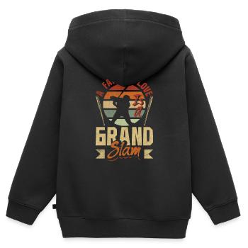 A Fathers Love Is A Grand Slam Fathers Day - Kinder Premium Organic Zip Hoodie - Schwarz - Hinten - AI Model Kid Male (0cm)