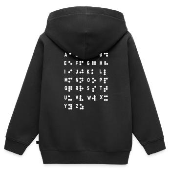 Buchstaben-Braille-Sprache Braille-Alphabet - Kinder Premium Organic Zip Hoodie - Schwarz - Hinten - AI Model Kid Male (0cm)