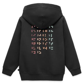 Retro-Buchstaben-Braille-Sprache Braille-Alphabet - Kinder Premium Organic Zip Hoodie - Schwarz - Hinten - AI Model Kid Male (0cm)
