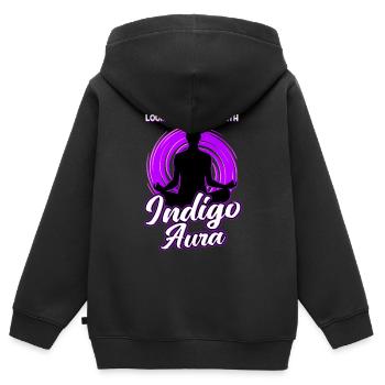 Looking For Folks With Indigo Aura - Kids Premium Organic Zip-up Hoodie - black - Back - AI Model Kid Male (0cm)