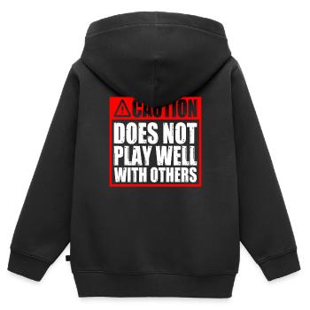 Caution Does Not Play Well With Others 51 - Kinder Premium Organic Zip Hoodie - Schwarz - Hinten - AI Model Kid Male (0cm)