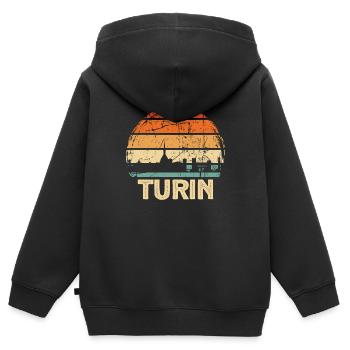 Turin - Kinder Premium Organic Zip Hoodie - Schwarz - Hinten - AI Model Kid Male (0cm)