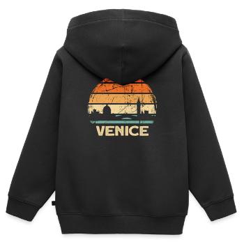 Venise - Sweat Premium à capuche zippé enfant bio - noir - Dos - AI Model Kid Male (0cm)