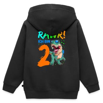 Dino Dinosaurier Geschenkidee Geburtstag T-Rex Din - Kinder Premium Organic Zip Hoodie - Schwarz - Hinten - AI Model Kid Male (0cm)