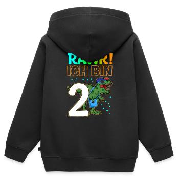 Dino Dinosaurier Geschenkidee Geburtstag T-Rex Din - Kinder Premium Organic Zip Hoodie - Schwarz - Hinten - AI Model Kid Male (0cm)